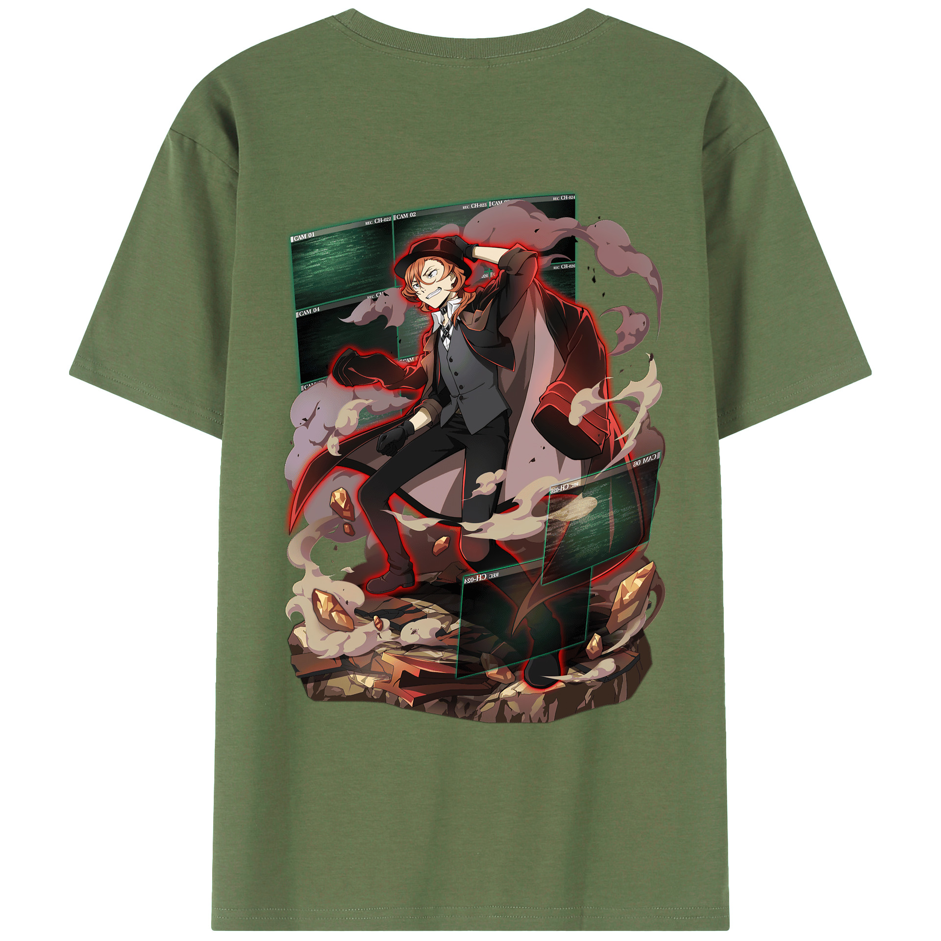 （画像用） 文豪ストレイドッグス Bungo Stray Dogs 綿100％ メンズ半袖Tシャツ（バックプリント） 通気性